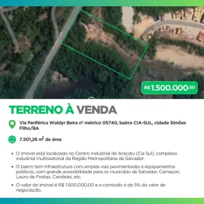 Lote/Terreno à venda, 7501m² no CIA Sul, Simões Filho