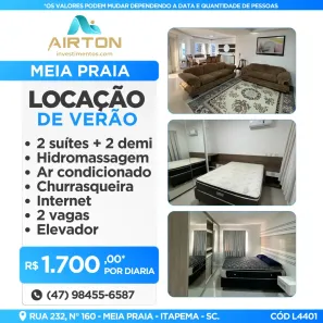 Apartamento com 4 Quartos para alugar, 200m² no Andorinha, Itapema