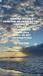 Lote/Terreno à venda, 540m² no Laguna, Laguna