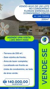Lote/Terreno à venda, 200m² no , Cuiabá