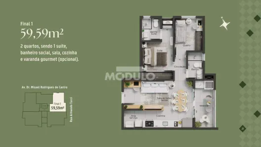 Apartamento com 2 Quartos à venda, 60m² no Santa Mônica, Uberlândia