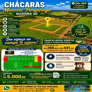Lote/Terreno com 1 Quarto à venda, 750m² no Setor Mansões Pirapitinga, Caldas Novas