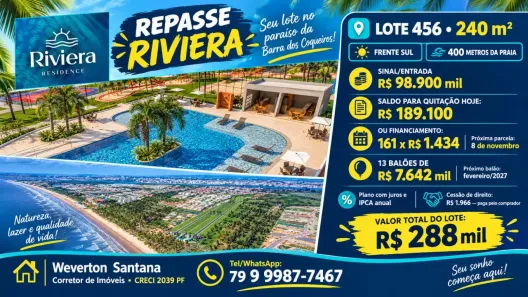 Lote/Terreno à venda, 240m² no , Barra dos Coqueiros