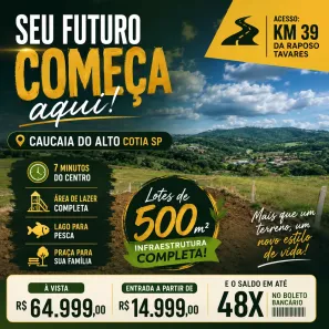Lote/Terreno à venda, 500m² no Centro (Caucaia do Alto), Cotia