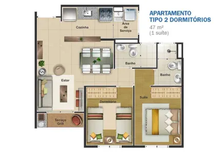 Apartamento com 2 Quartos à venda, 48m² no Jardim Piratininga, Sorocaba