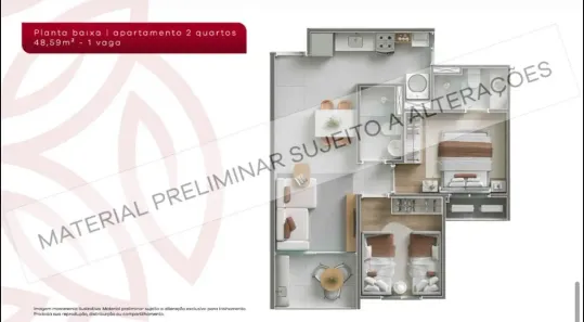 Apartamento com 2 Quartos à venda, 48m² no Caxangá, Recife