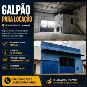 Galpão/Depósito/Armazém para alugar, 500m² no Cidade de Deus, Manaus