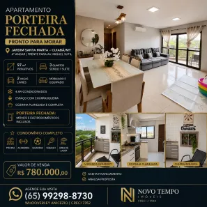 Apartamento com 3 Quartos à venda, 96m² no Jardim Santa Marta, Cuiabá