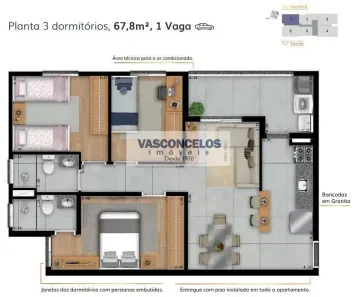 Apartamento com 3 Quartos à venda, 67m² no Parque Industrial, São José dos Campos
