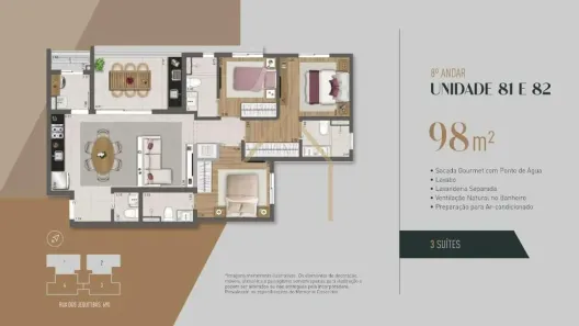 Apartamento com 3 Quartos à venda, 93m² no Jardim Glória, Americana