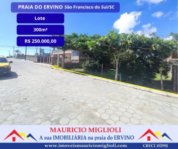 Lote/Terreno à venda, 300m² no Praia do Ervino, São Francisco do Sul