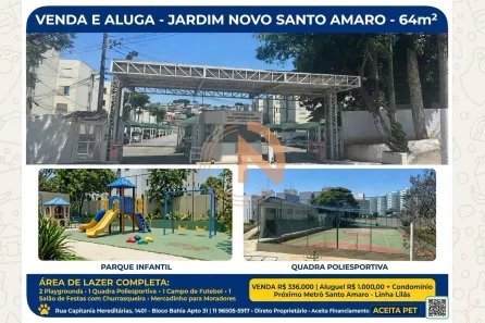 Apartamento com 2 Quartos à venda, 64m² no Jardim Novo Santo Amaro, São Paulo