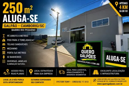 Galpão/Depósito/Armazém para alugar, 250m² no Rio Pequeno, Camboriú