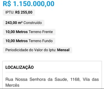Prédio Residencial com 3 Quartos à venda, 243m² no Vila das Mercês, São Paulo