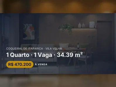 Apartamento com 1 Quarto à venda, 34m² no Coqueiral de Itaparica, Vila Velha