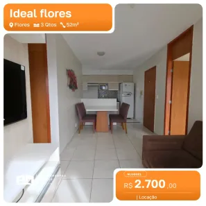 Apartamento com 3 Quartos para alugar, 52m² no Flores, Manaus