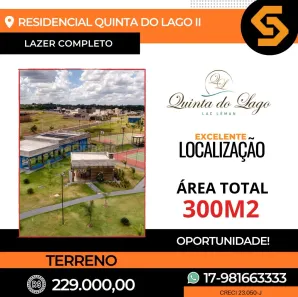 Lote/Terreno à venda, 300m² no Quinta do Lago - Lac Léman, São José do Rio Preto