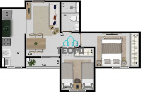 Apartamento com 2 Quartos à venda, 52m² no Jardim Maria Augusta, Taubaté