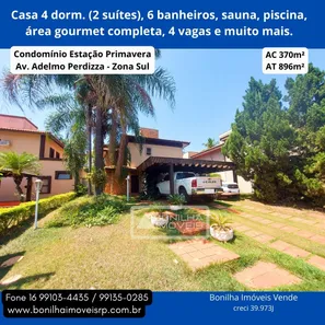 Casa de Condomínio com 4 Quartos à venda, 370m² no Residencial Flórida, Ribeirão Preto