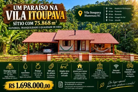 Fazenda/Sítio com 3 Quartos à venda, 100m² no Vila Itoupava, Blumenau