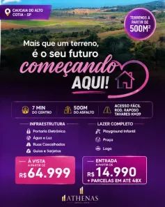 Lote/Terreno à venda, 500m² no Recreio Topázio (Caucaia do Alto), Cotia