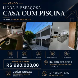 Casa com 3 Quartos à venda, 320m² no Pedreira, Belém