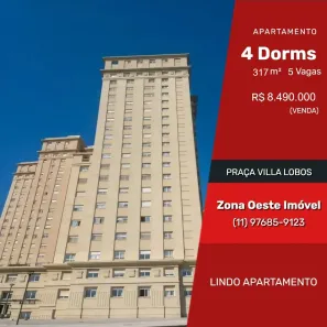 Apartamento com 4 Quartos à venda, 317m² no Jardim Universidade Pinheiros, São Paulo
