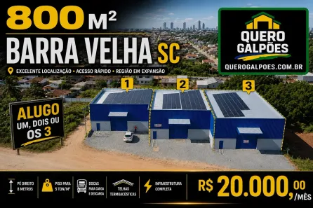 Galpão/Depósito/Armazém para alugar, 800m² no , Barra Velha