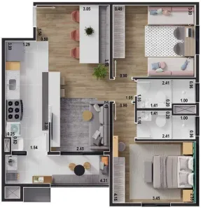 Apartamento com 2 Quartos à venda, 67m² no Gleba Beatriz, Limeira