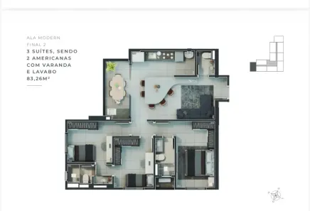 Apartamento com 3 Quartos à venda, 83m² no Parque Amazônia, Goiânia