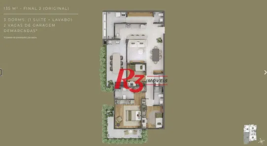 Apartamento com 3 Quartos à venda, 135m² no Boqueirão, Santos