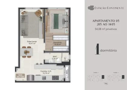 Apartamento com 1 Quarto à venda, 54m² no Campinas, São José