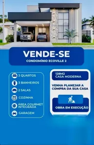 Casa de Condomínio com 3 Quartos à venda, 128m² no Cajupiranga, Parnamirim