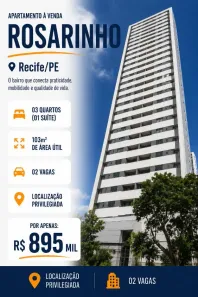 Apartamento com 3 Quartos à venda, 103m² no Rosarinho, Recife