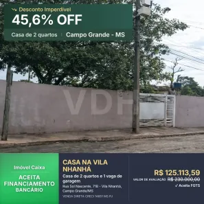 Casa com 2 Quartos à venda, 41m² no Jardim Nhanhá, Campo Grande