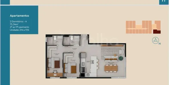 Apartamento com 2 Quartos à venda, 75m² no Pedra Branca, Palhoça