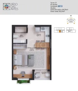 Apartamento com 1 Quarto à venda, 36m² no Pedra Branca, Palhoça