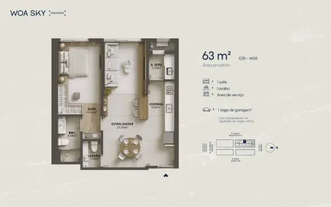 Apartamento com 1 Quarto à venda, 63m² no Campinas, São José