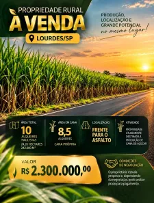 Fazenda/Sítio à venda, 242000m² no Centro, Lourdes