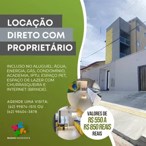Apartamento com 1 Quarto para alugar, 18m² no Setor Sol Nascente, Goiânia