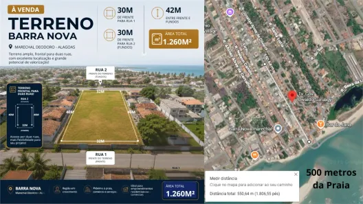Lote/Terreno à venda, 1260m² no Barra Nova, Marechal Deodoro