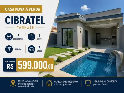 Casa com 2 Quartos à venda, 90m² no Cibratel II, Itanhaém