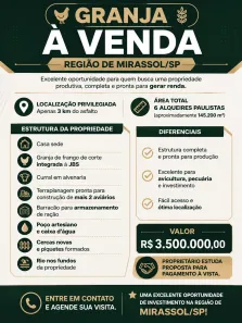 Fazenda/Sítio com 3 Quartos à venda, 145200m² no Área Rural de Mirassol, Mirassol