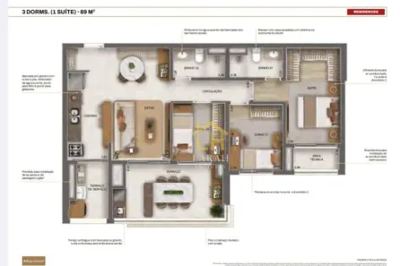 Apartamento com 3 Quartos à venda, 89m² no Butantã, São Paulo