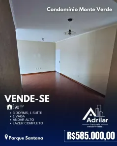 Apartamento com 3 Quartos à venda, 90m² no Parque Santana, Mogi das Cruzes
