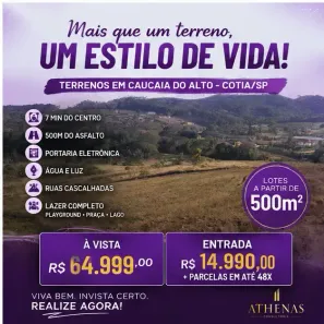 Lote/Terreno à venda, 500m² no Recreio Topázio (Caucaia do Alto), Cotia