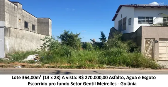 Lote/Terreno à venda, 364m² no Setor Gentil Meireles, Goiânia