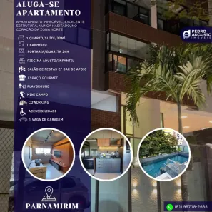 Apartamento com 1 Quarto para alugar, 32m² no Parnamirim, Recife