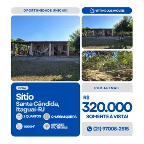 Fazenda/Sítio com 2 Quartos à venda, 1500m² no Santa Cândida, Itaguaí
