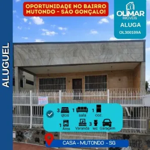 Casa com 3 Quartos para alugar, 245m² no Mutondo, São Gonçalo